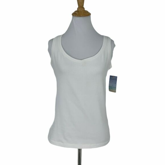 Fresh Produce Basic White Tank Top Women's Size S Sleeveless Stretch Casual Tee - Picture 1 of 12